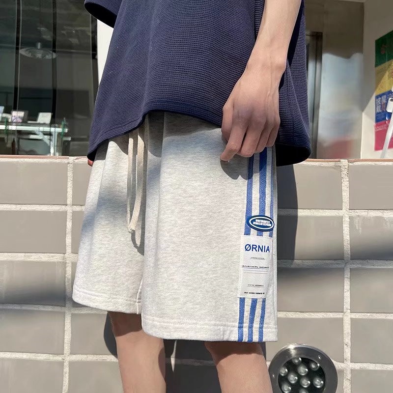 Quần Short Lưng Thun Ống Rộng Phối Sọc Bên Hông Phong Cách Hip Hop Đường Phố Nhật Bản Cỡ M-3XL Cho Nam