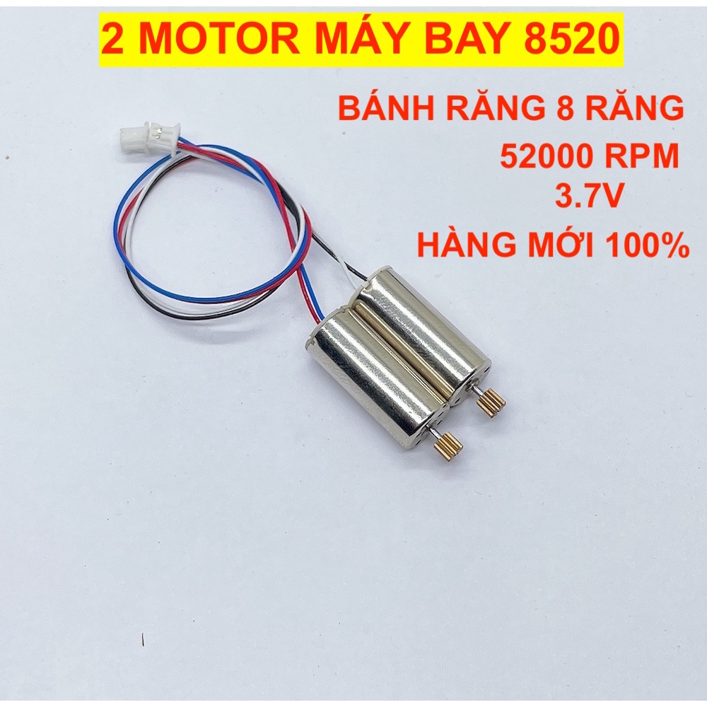 2 motor máy bay mini coreless 8520 thuận nghịch kèm bánh răng dây đen trắng xanh đỏ 3.7V 51000 RPM - LK0388