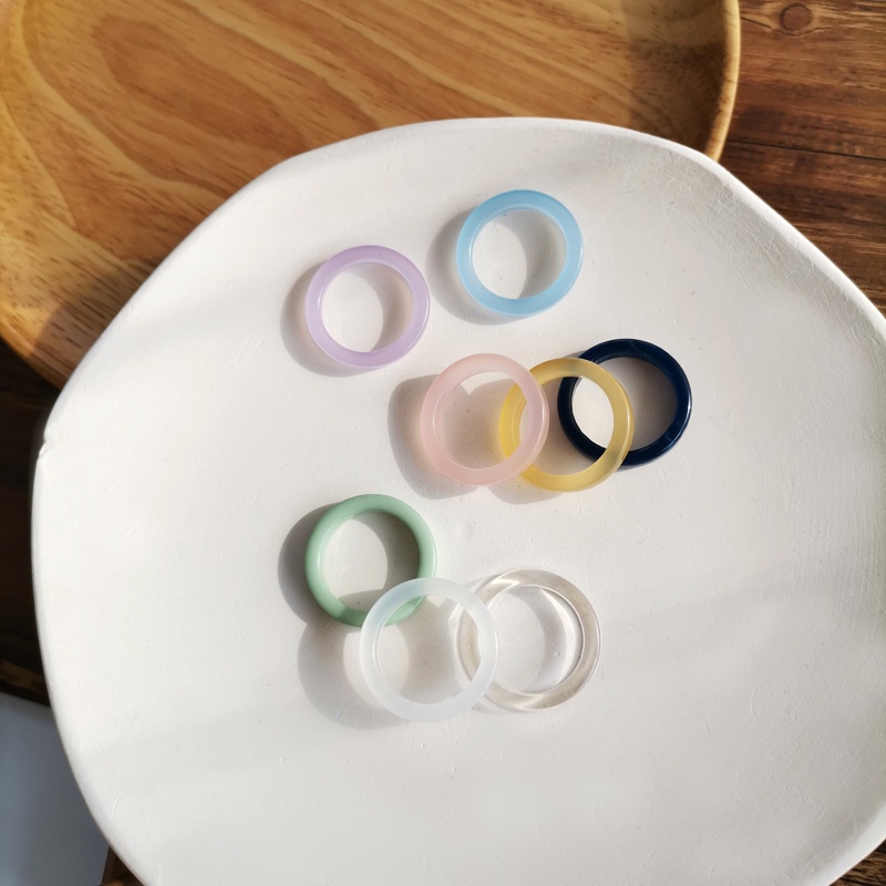 Nhẫn nhựa resin màu kẹo kiểu Hàn xinh xắn dành cho nữ