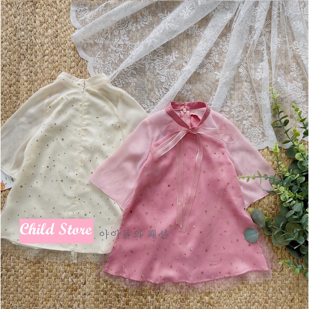 Áo dài cách tân bé gái Child Store kết hợp chân váy xoè rộng bồng bềnh mềm mại