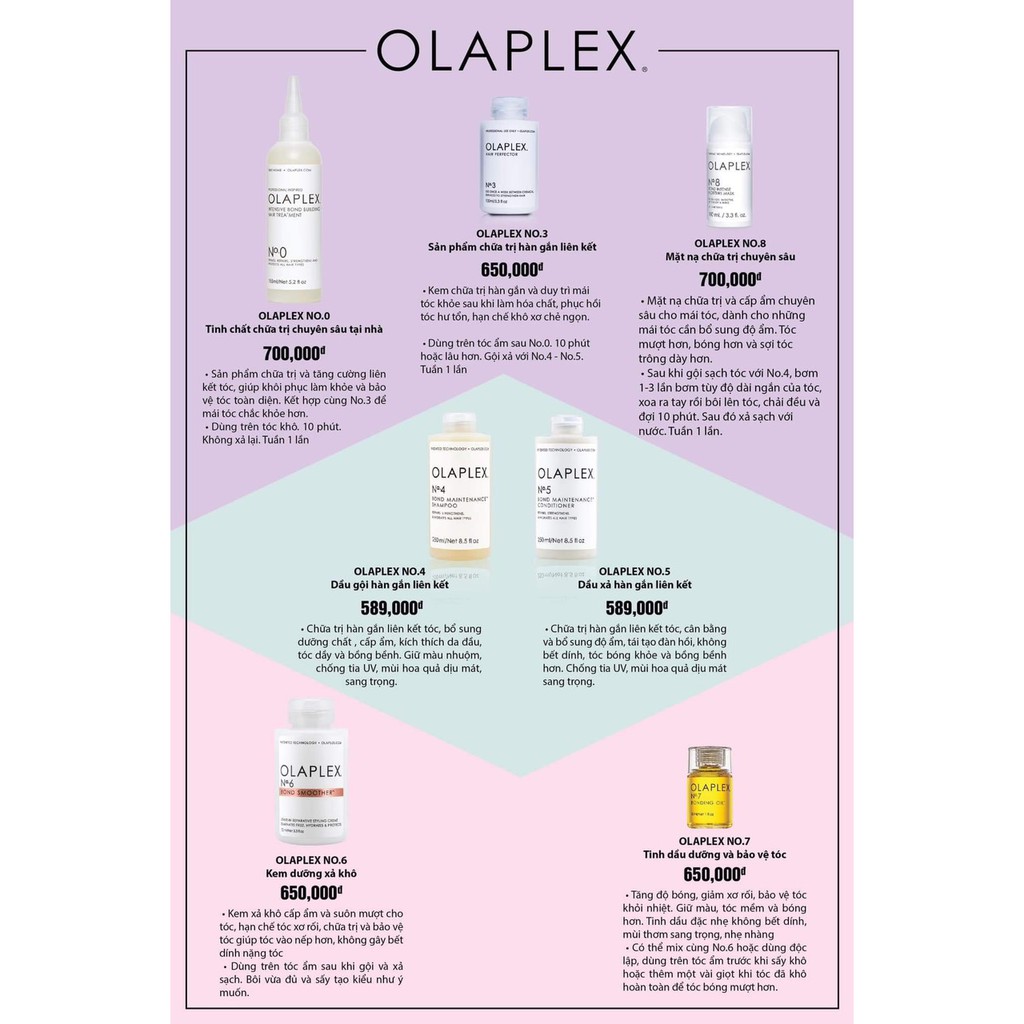 OLAPLEX Combo Dầu Gội Xả, Kem Xả Khô, Ủ Tóc Olaplex Chăm Sóc Tóc, Phục Hồi Tóc Chuyên Nghiệp