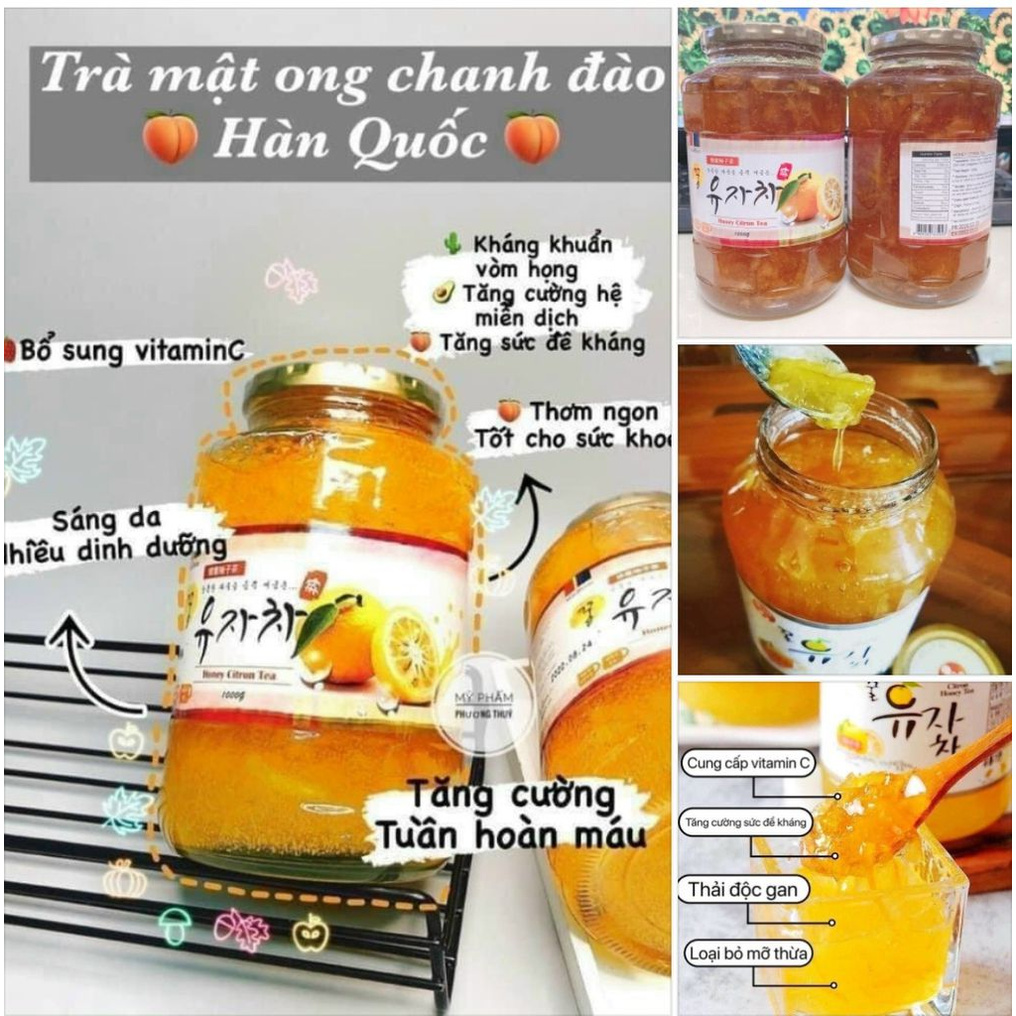 Chanh đào mật ong Hàn Quốc 1KG vị thơm ngon mát tăng đề kháng cho cổ họng hiệu quả tốt cho tiêu hóa, giảm cân chính hãng