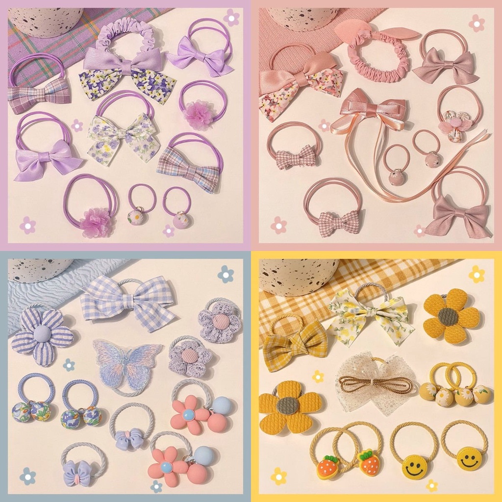 Dây Buộc Tóc Cao Su Co Giãn Đính Nơ Dễ Thương Cho Bé Gái