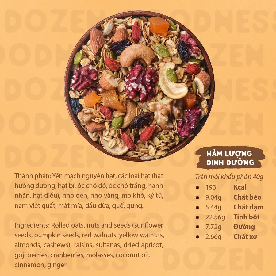 Granola Dozen 12 Loại Hạt Trái HAPPI OHA - Ngũ Cốc Ăn Sáng/ Ngũ Cốc Ăn Kiêng Không Đường Tinh Luyện Yourshop