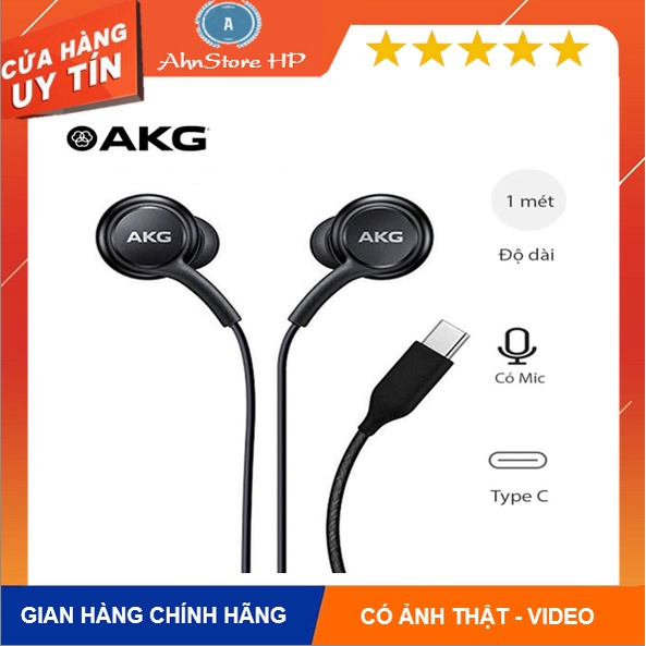 Tai nghe AKG Jack Type C cho Samsung Note 10 Note 20 S22 S21 S20 dây dù bass to âm siêu hay