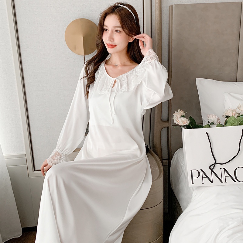 Đầm Ngủ Tay Dài Phong Cách Công Chúa Kiểu Pháp Thời Trang Mùa Xuân Mới 2022 Dành Cho Nữ