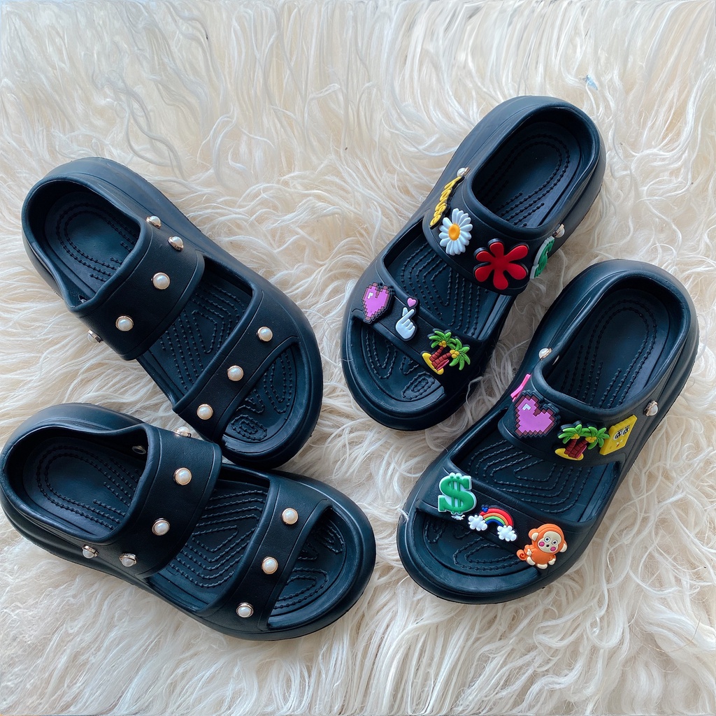 Dép nữ quai ngang Crocss Sandal sticker dễ thương. Chất liệu eva cao cấp, đế cao 5 phân, êm, mềm, phù hợp mọi lứa tuổi