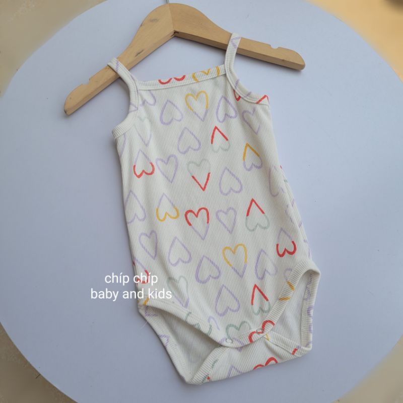 Áo liền quần không tay chấm bi vải cotton gân cho bé trai và bé gái 3kg -14kg Chíp chíp shop
