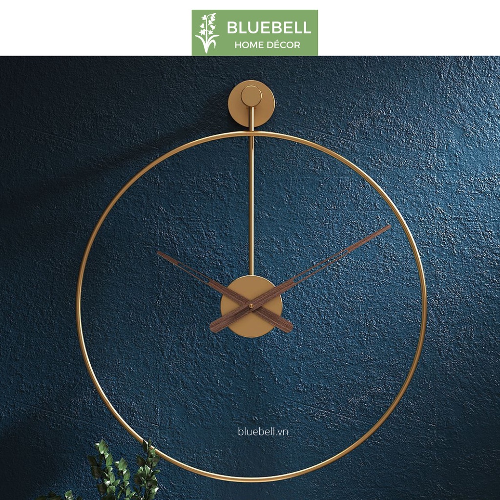 Đồng Hồ Treo Tường Phòng Khách Kim Trôi Phong Cách Bắc Âu Không Số Đẹp Đường Kính 50cm BlueBell