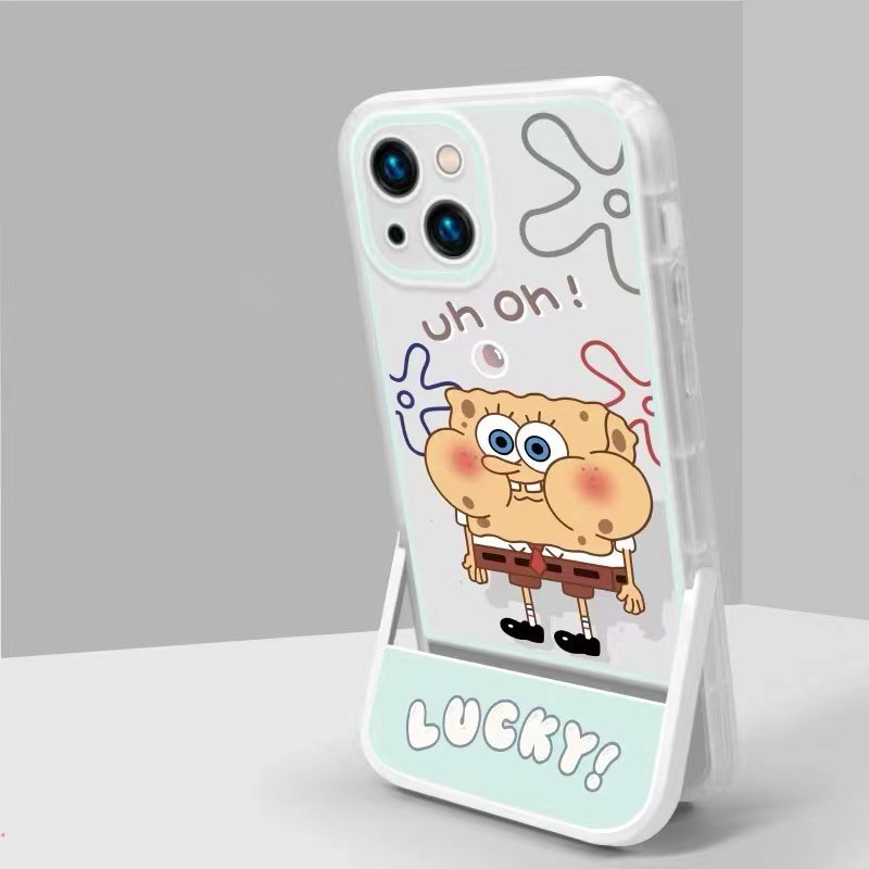 Ốp Điện Thoại Mềm Trong Suốt Kèm Giá Đỡ Họa Tiết Hoạt Hình Cho Iphone11 12 13 Pro MAX X XS MAX XR 6 7 8 Plus