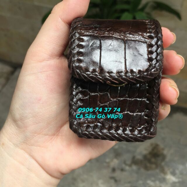 Túi Đựng Quẹt Zippo Da Cá Sấu Đan Viền Cá Sấu Gò Vấp