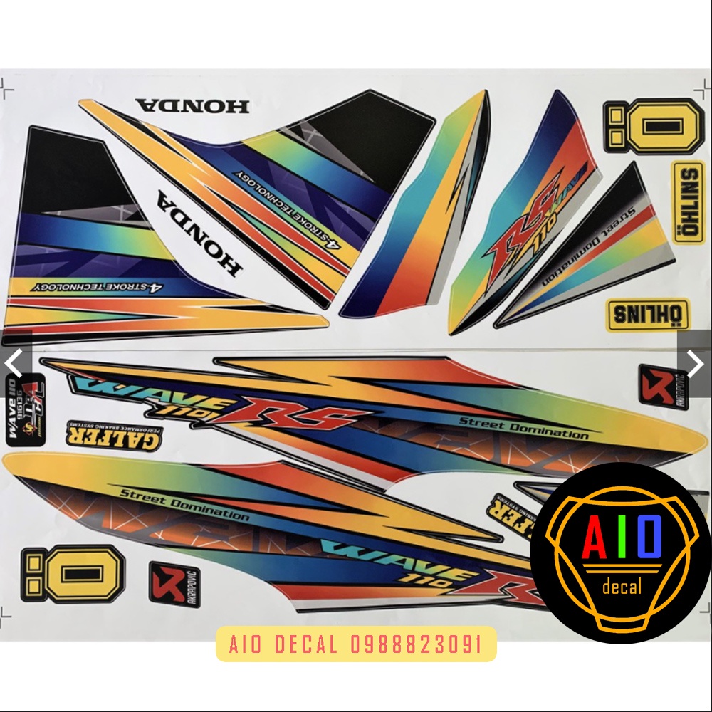 Tem Rời Wave RS 110cc KinG (2017-2021)- Ảnh Thật (decal Wave) (Tem xe Wave)