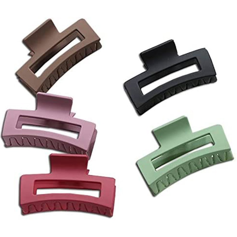 Set 5 Kẹp Tóc Càng Cua Màu Nhám Đơn Giản Chống Trượt