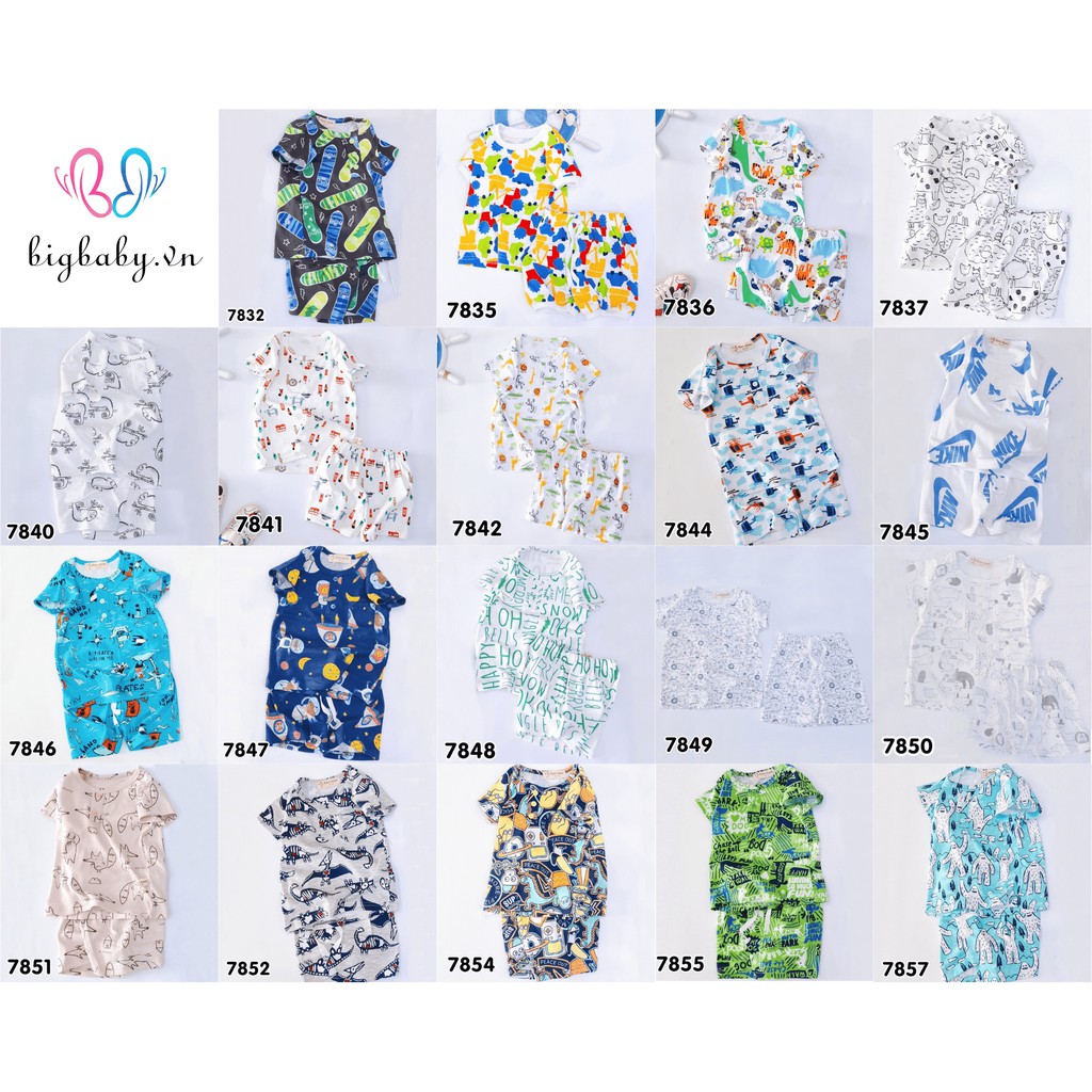 BỘ NGẮN TAY CỔ TRỤ NHIỀU HỌA TIẾT CHO BÉ TỪ 9KG- 22KG