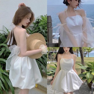 Đầm tiểu thư xoè cột nơ cao cấp, Đầm Váy Xoè Đi Chơi Du Lịch