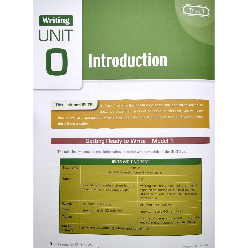 Sách Lessons For Ielts Writing