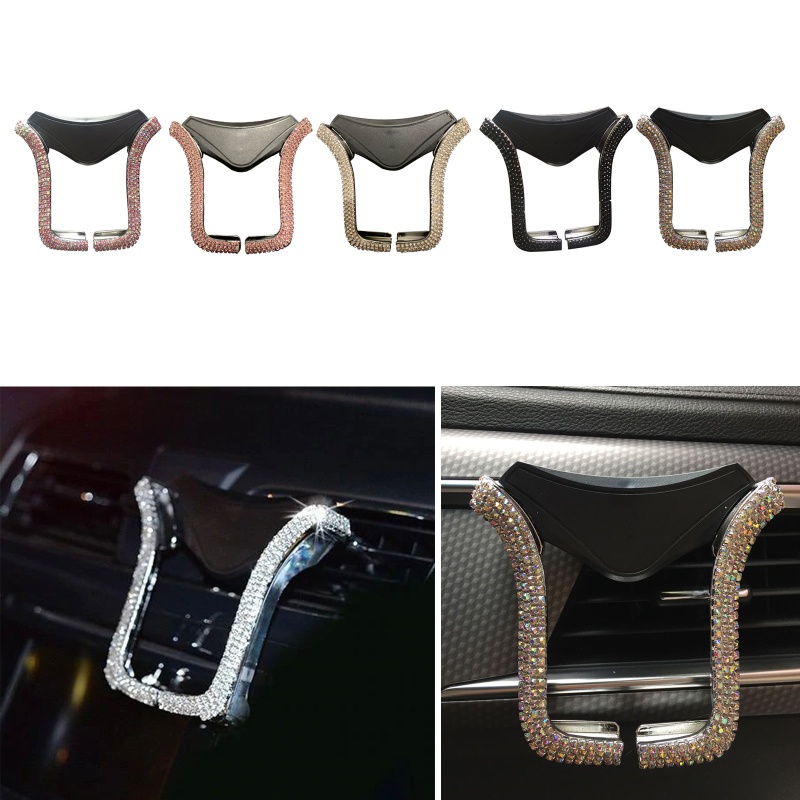 Giá Đỡ Điện Thoại Hình Chữ U Đính Đá Gắn Lỗ Thông Gió Xe Hơi SUV