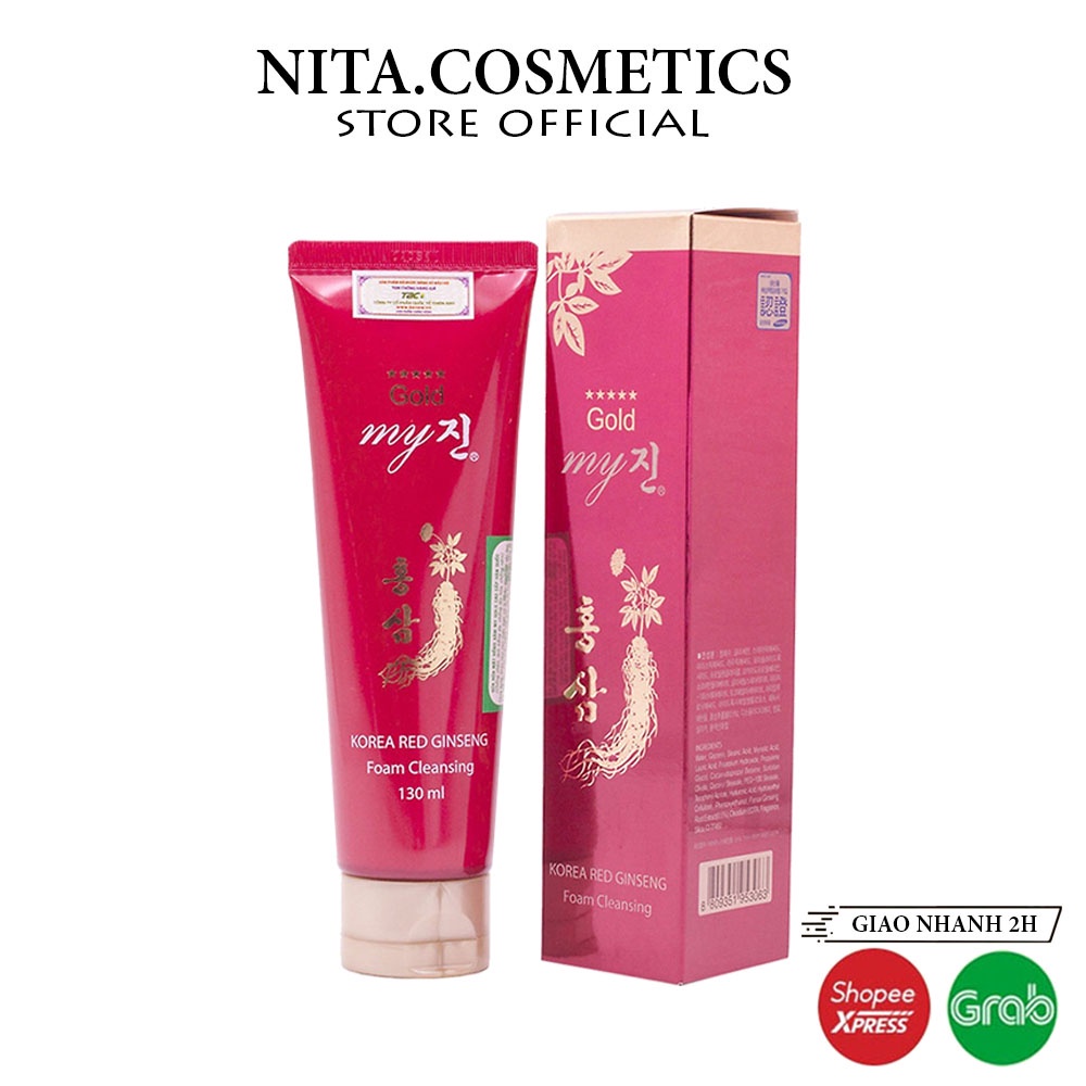 Sữa Rửa Mặt Trắng Da Làm Mờ Vết Thâm Sâm Đỏ My Gold Gingseng 130ml - Mypham_hn