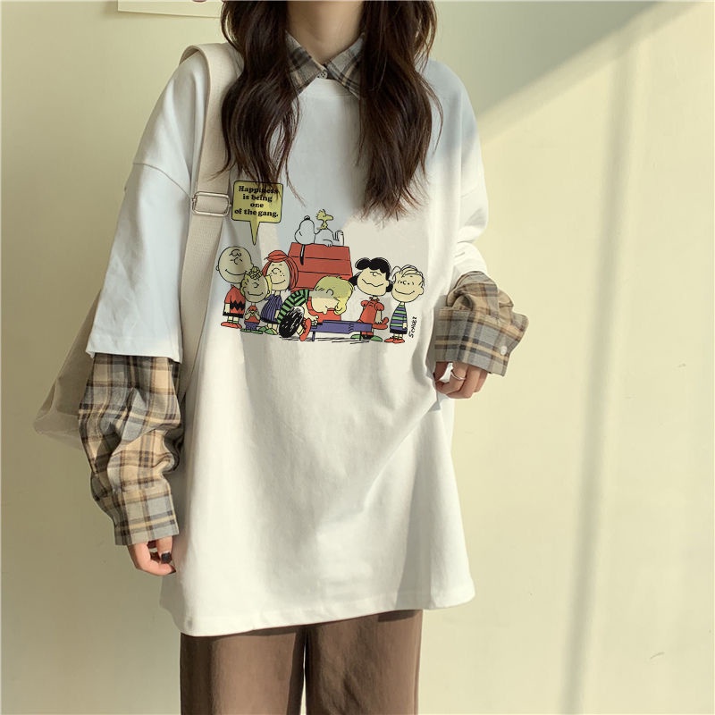 2021 spring and summer simple white short sleeve t-shirt female student loose and versatile boudoir clothes Harajuku cartoon top