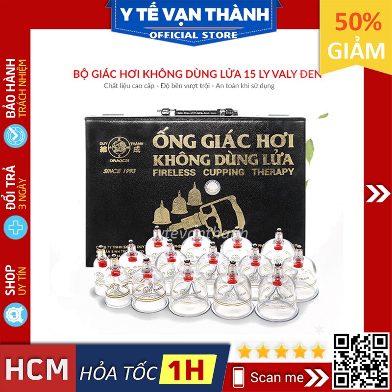 ✅ [BH 1 Năm] Bộ Giác Hơi Không Dùng Lửa: Duy Thành Vali Đen 15 Ly -VT0083