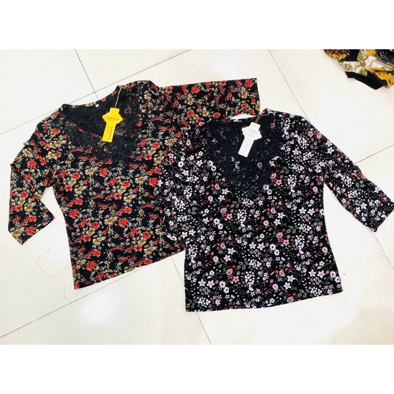 Áo thun voan hoa trung niên cao cấp