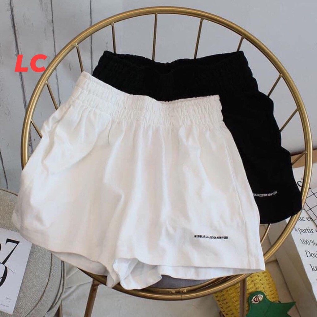 Quần Đùi Thêu Chữ Short Ngắn Nữ thêu chữ thể thao dáng rộng Ulzzang Đen| Trắng
