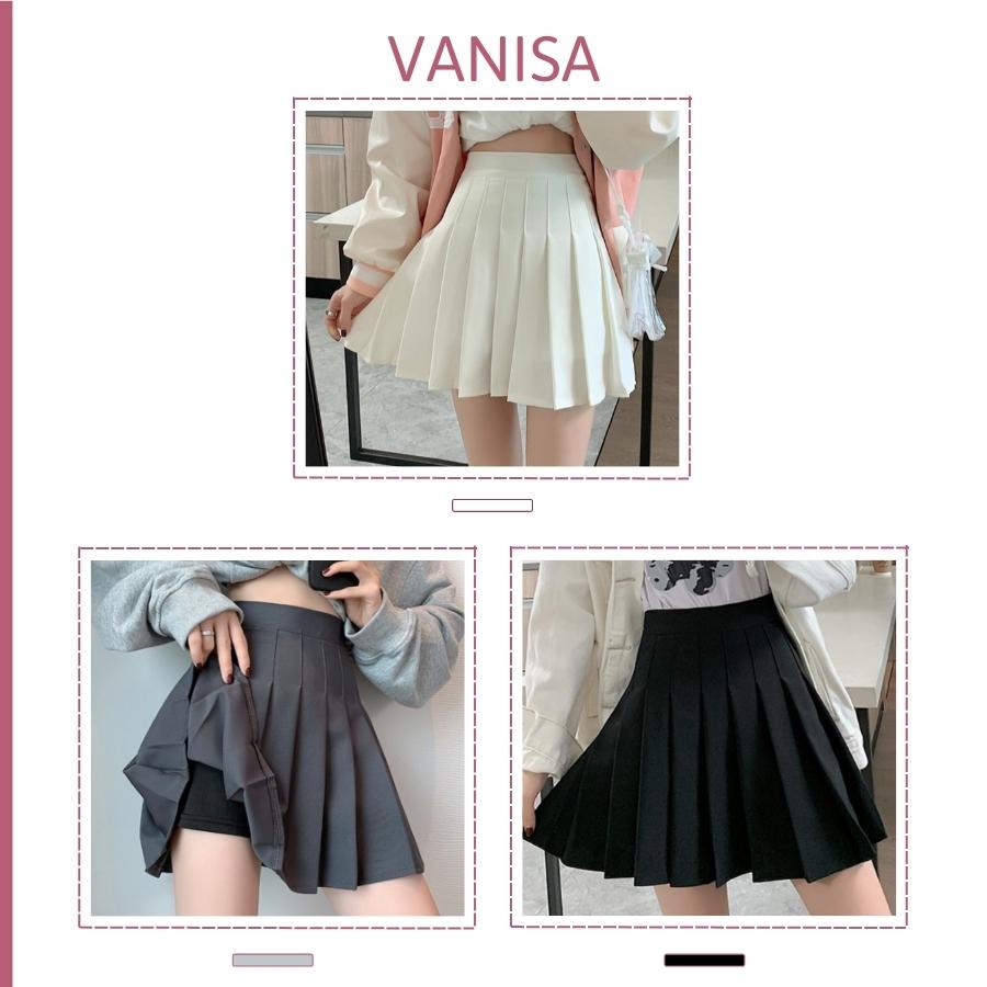 Chân váy tennis bigsize nữ teniss xòe ngắn xám đen trắng có quần trong VANISA CV019