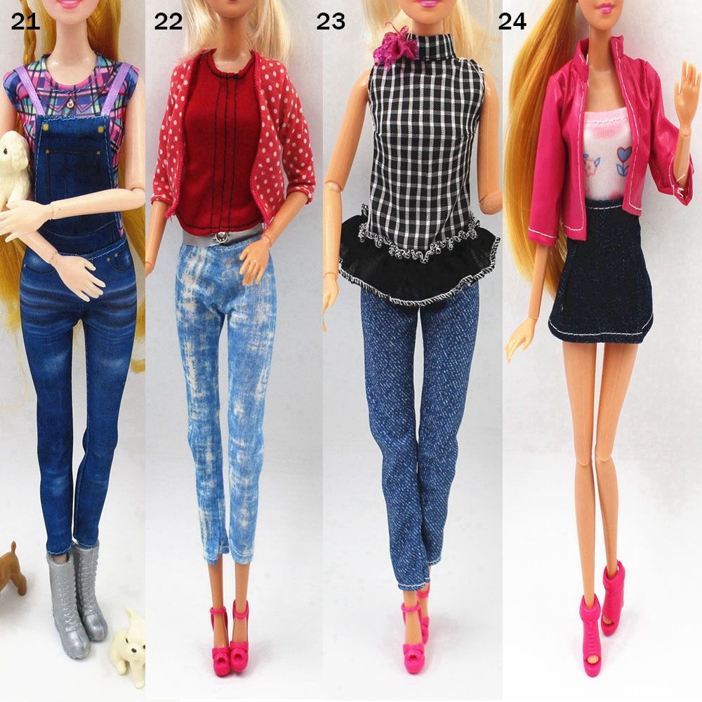Bộ áo khoác jean + quần short da nhiều kiểu dáng tỉ lệ 1/6 11.5&quot; dành cho búp bê