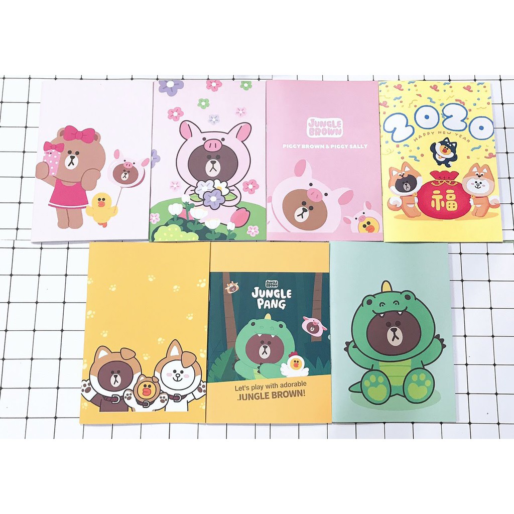 Vở LINE FRIEND CONY line jungle rừng xanh muôn thú V6  72trang kẻ ngang cấp 2 17x25cm