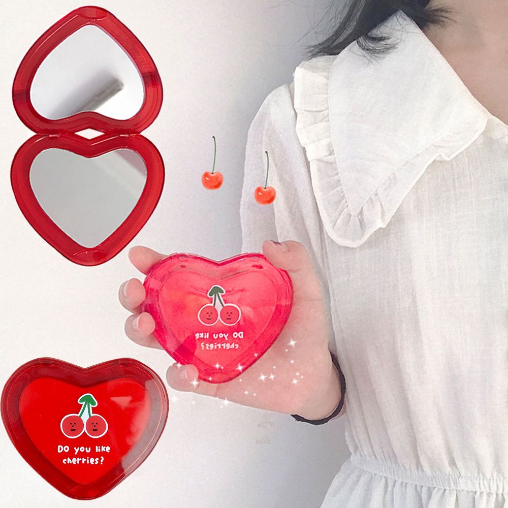 Gương trang điểm hình trái tim có thể gập lại kích thước bỏ túi tiện dụng