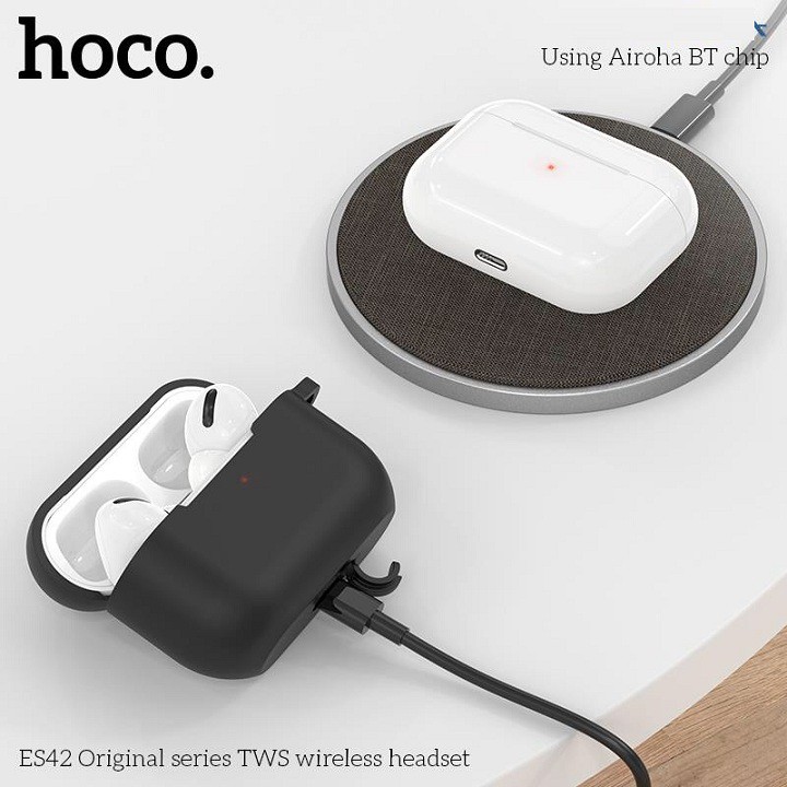 Tai nghe Bluetooth HOCO ES42 NEW 2020 BT5.0 Pro-pin 400mAh -Hỗ trợ sạc ko dây-Tặng kèm case