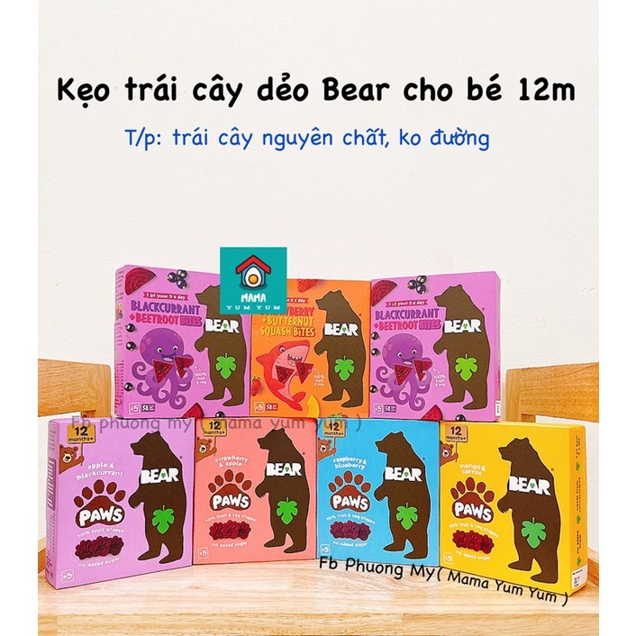 ( Phiên bản mới ) Date 9,12/2023 Kẹo Trái cây sấy dẻo Bear UK cho bé từ 12m+ 1 tuổi