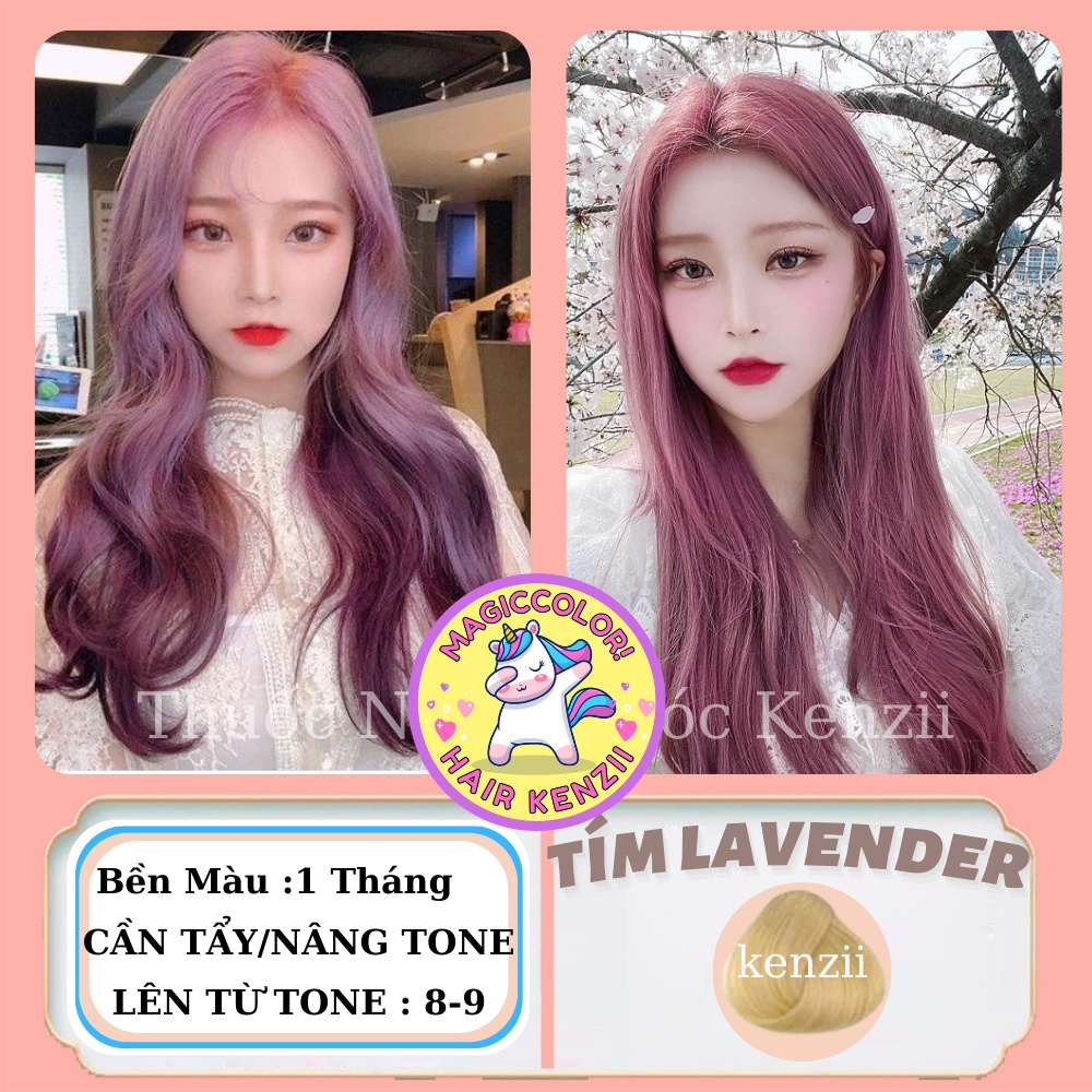 Thuốc Nhuộm Tóc Tím Lavender Tặng Oxy Trợ Nhuộm Găng Tay Mũ Chùm Kenzii Lên Từ Tone 8 - 9