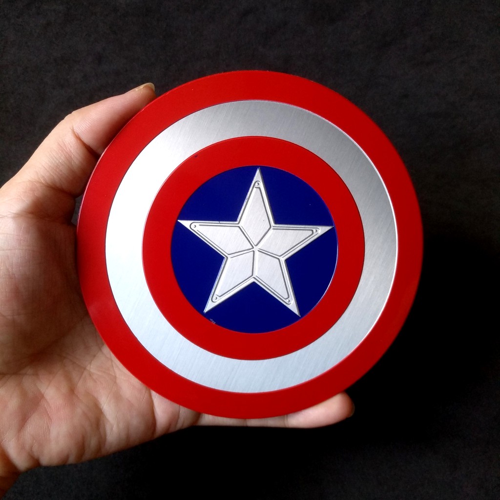 Miếng dán kim loại hình khiên CAPTAIN AMERICA 11.5cm