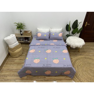 Bộ ga gối 1 ga 2 vỏ gối nằm cotton poly 1mx1m9,1m6x2m-set 3 món,mẫu đào tím