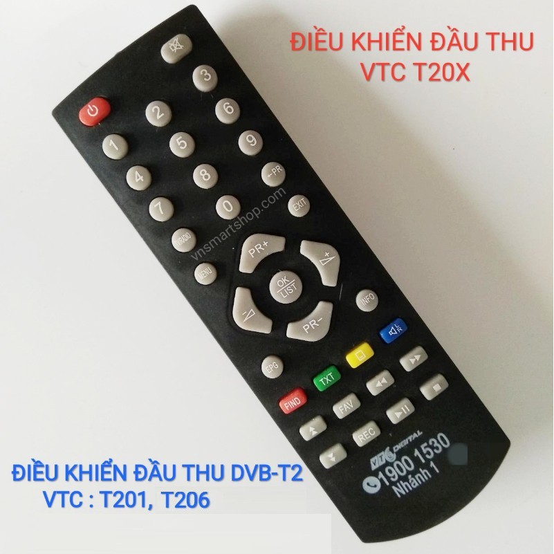 Điều khiển Đầu thu VTC DVB-T2 (Hàng Công ty). Remote đầu thu VTC dùng cho model T201 / T206
