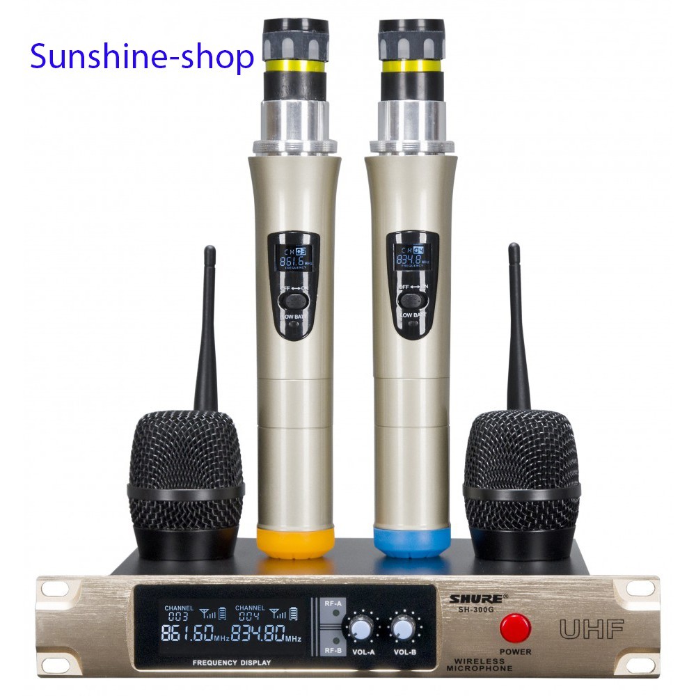 Mic Karaoke Không Dây SHURE SH-300g -Micro Không Dây UHF Thiết Bị Karaoke Gia Đình Số 1,Thân Nhôm Hút Manh