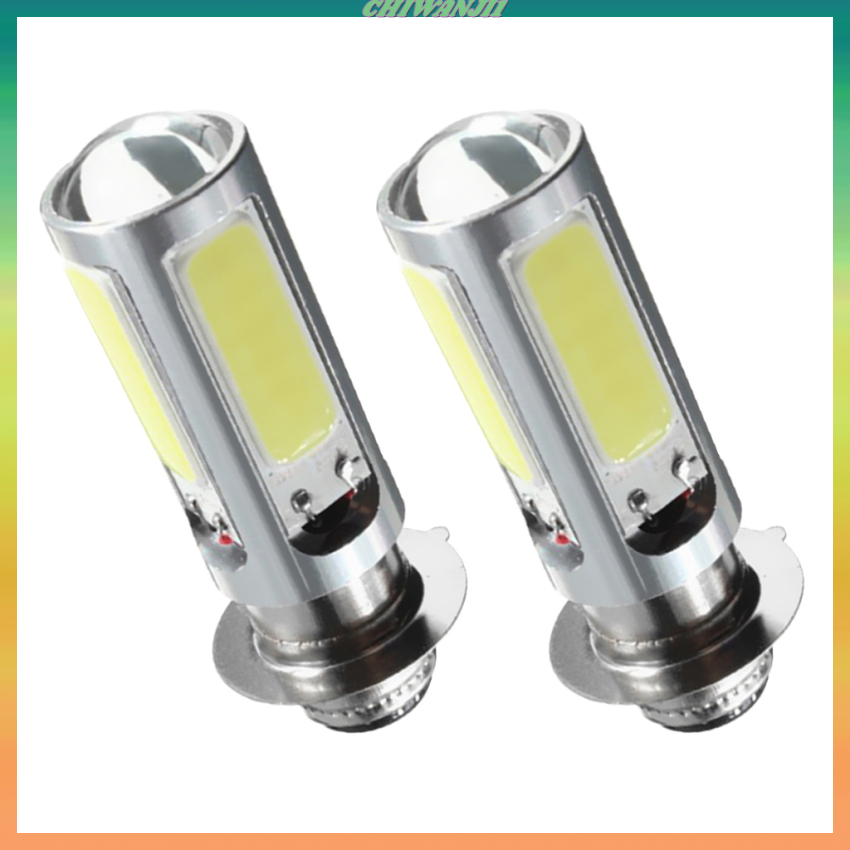 Set 2 Đèn Pha H6M Cob Led Px15D 6000k Ánh Sáng Trắng Cho Xe Hơi