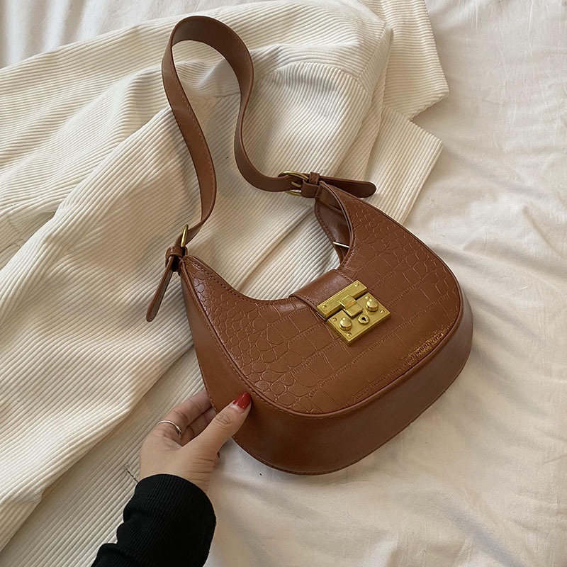 Túi Xách Họa Tiết Da Cá Sấu Phong Cách Retro Thời Trang