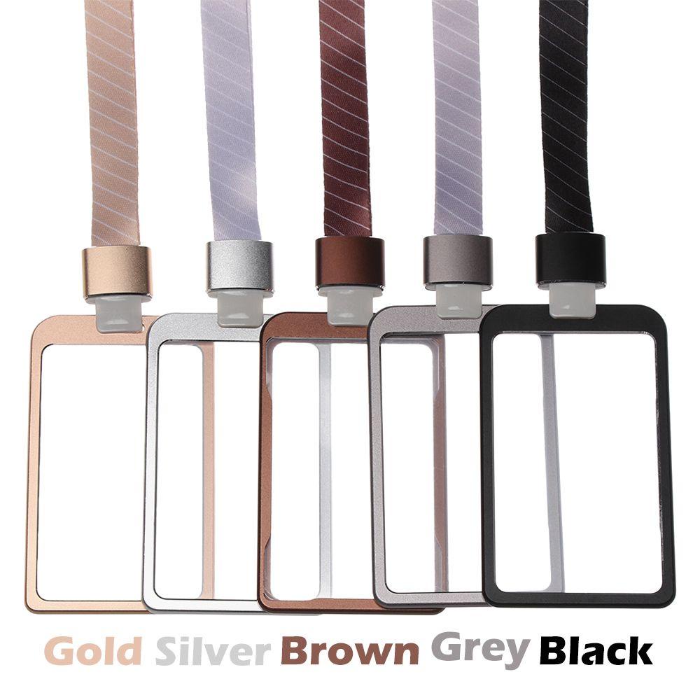 1 Hộp Đựng Thẻ ID Bằng Kim Loại Kèm Dây Đeo Tiện Dụng Cho Trường Học / Văn Phòng Ốp