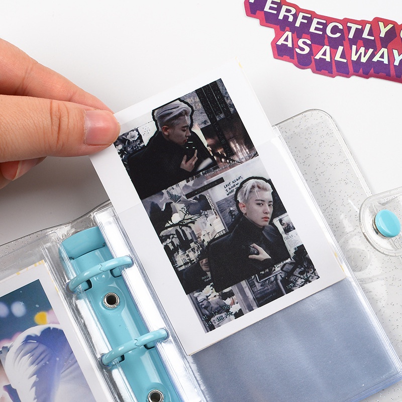 ALBUM, MINI BINDER BÌA DA MÀU TRƠN KÈM 20 SHEET