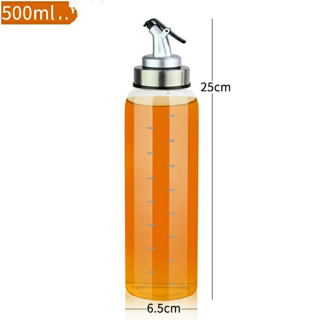 Chai Lọ Bình thủy tinh 500ml đựng dầu ăn nước mắm có vạch chia chịu nhiệt bền xịn | BigBuy360 - bigbuy360.vn