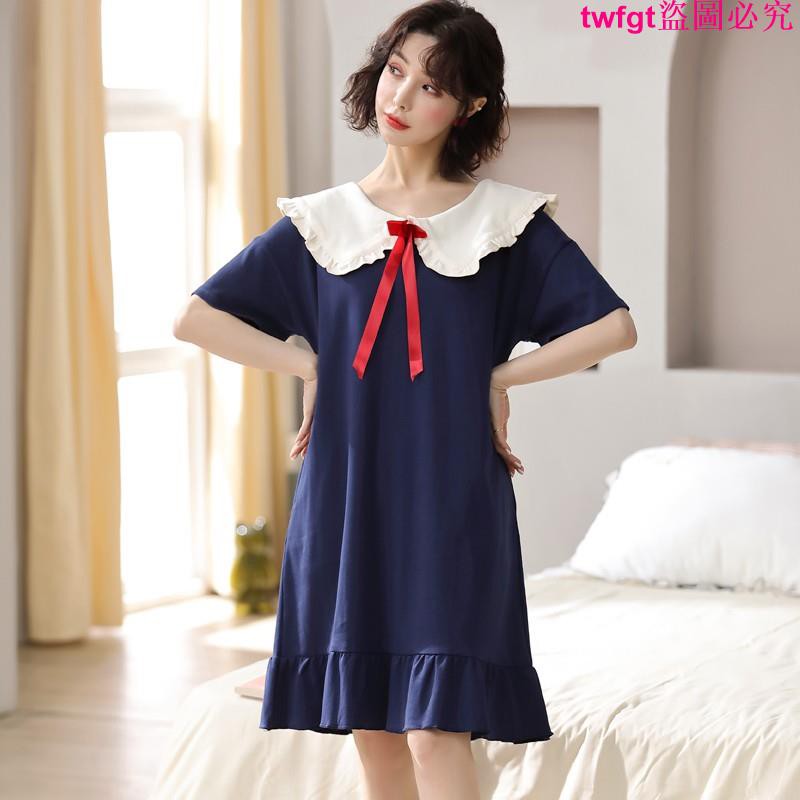 Đầm Ngủ Cotton Plus Size Ngắn Tay Thời Trang Nữ 2021