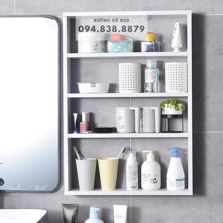 Kệ đựng mỹ phẩm kệ treo tường phòng tắm phòng vệ sinh gỗ MDF nhập khẩu chống ẩm cao cấp dễ dàng lắp ghép