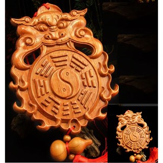 Gương Bát Quái Gỗ Đào Hổ Phù Phong Thủy Hóa Giải Nhà Vệ Sinh Sai Vị Trí