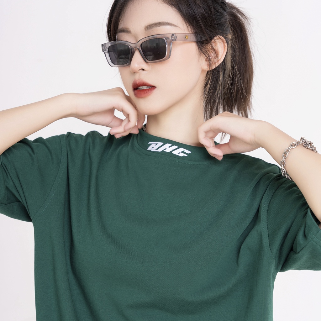 Áo Thun Unisex BJHG cổ cao in LOGO PHẢN QUANG phông tay lỡ nam nữ form rộng Local Brand