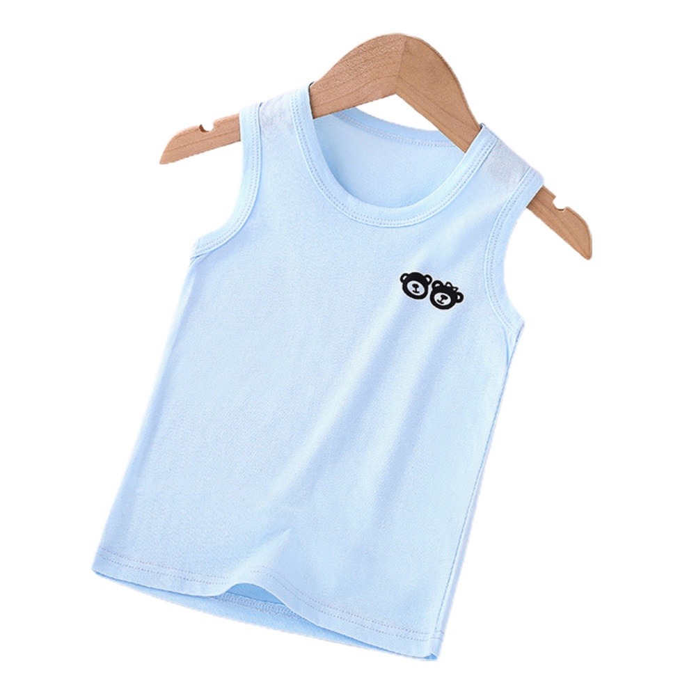 Áo thun ba lỗ dáng rộng màu sắc đơn giản chất liệu cotton thoáng khí cho bé