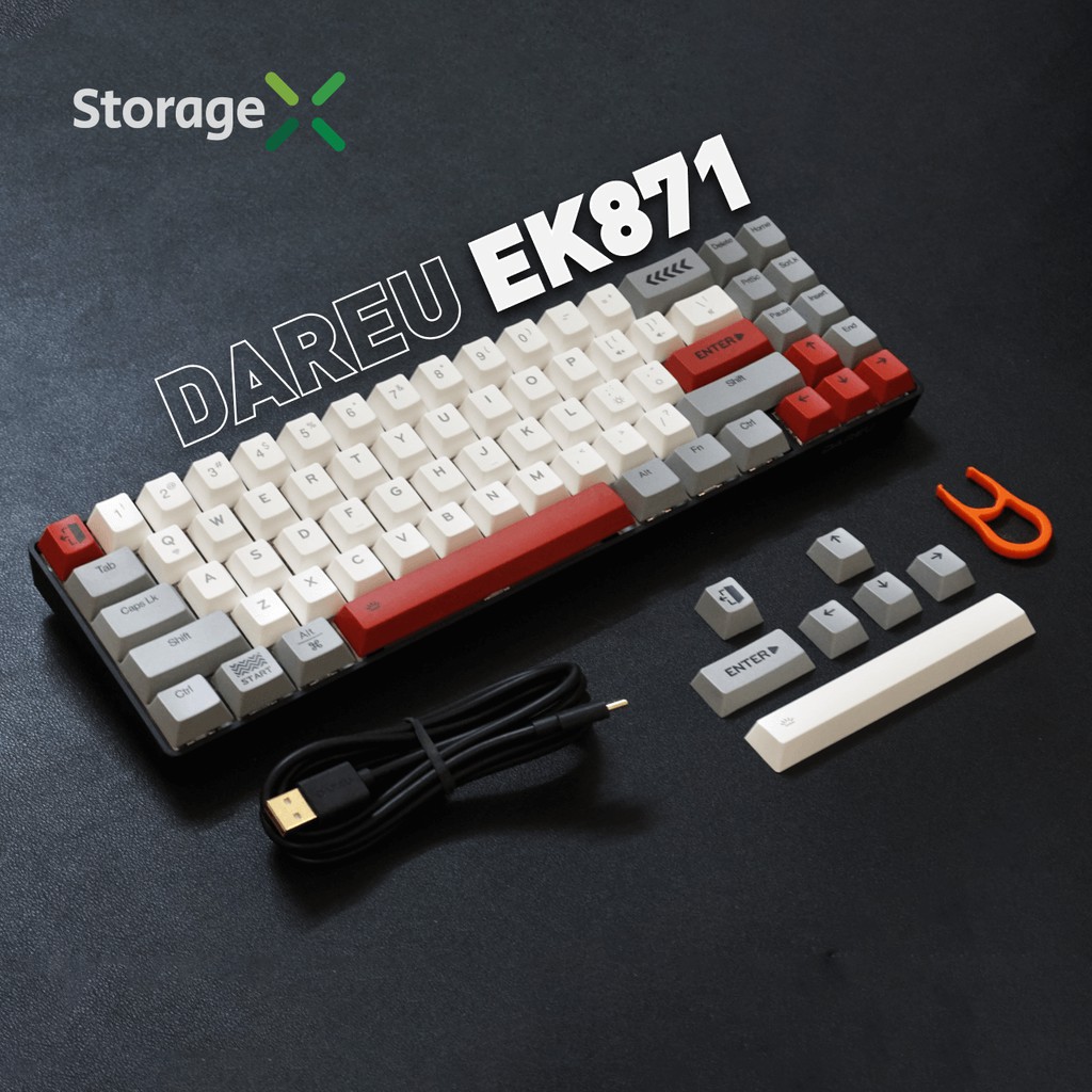 [Chính Hãng] Bàn phím cơ không dây DareU EK871 Grey - White 71 phím , bluetooth , gõ êm , thiết kế gọn gàng