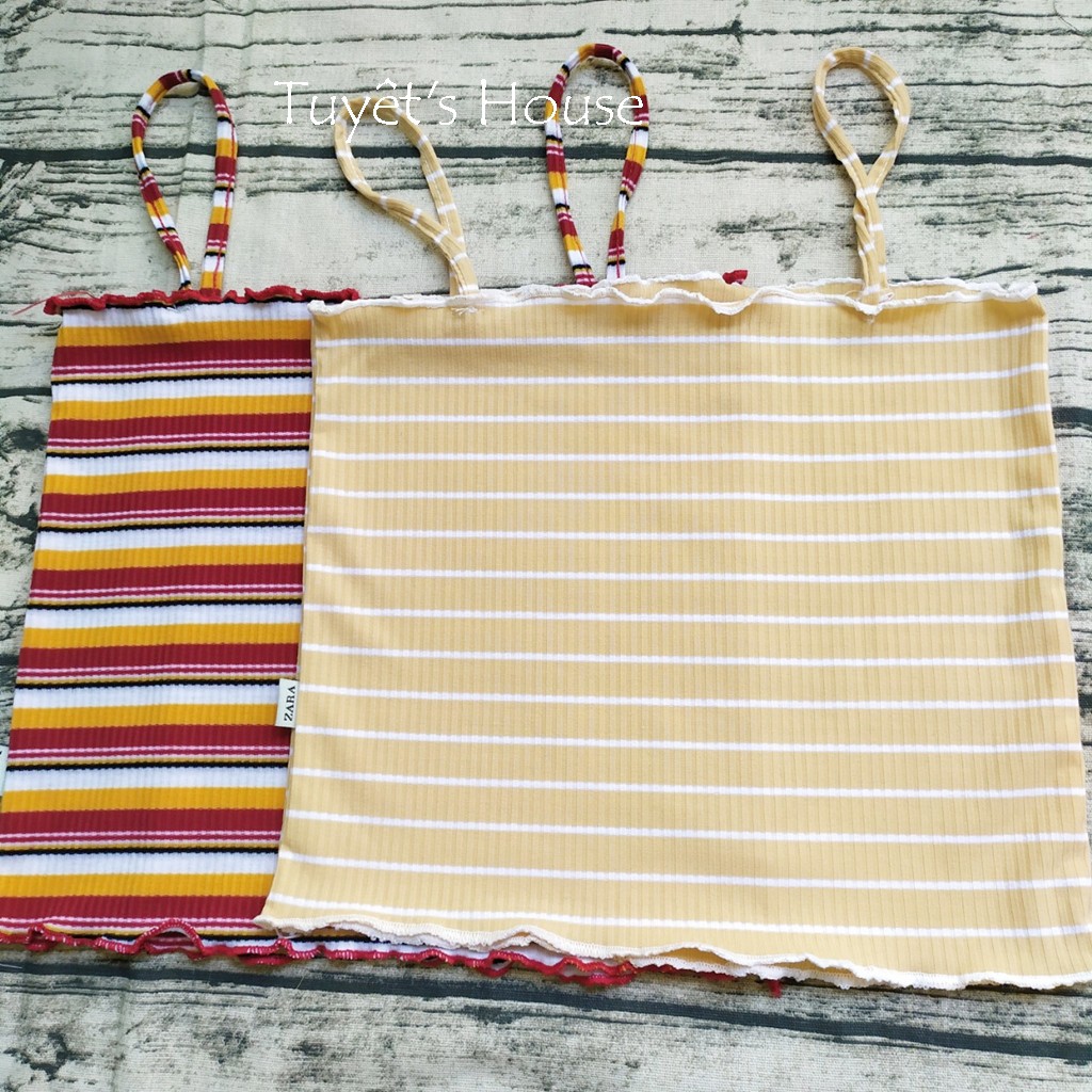 ÁO CROPTOP HAI DÂY CUỐN BIÊN SỌC G5-1