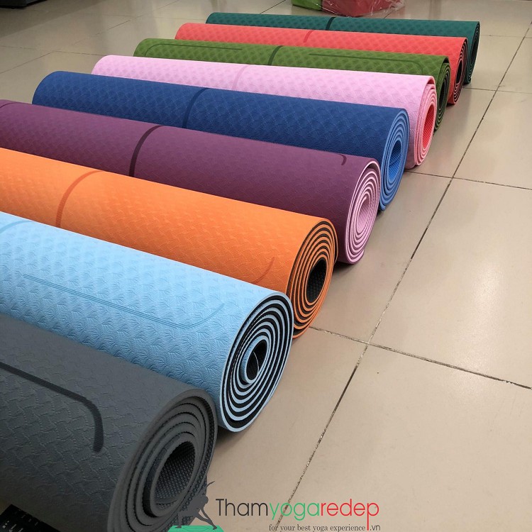 Thảm Tập Yoga Định Tuyến,Thảm Tập Gym Định Tuyến, Thảm yoga TPE Cao Cấp 2 Lớp 6mm Loại I Chống Trượt(Tặng Kèm Túi).